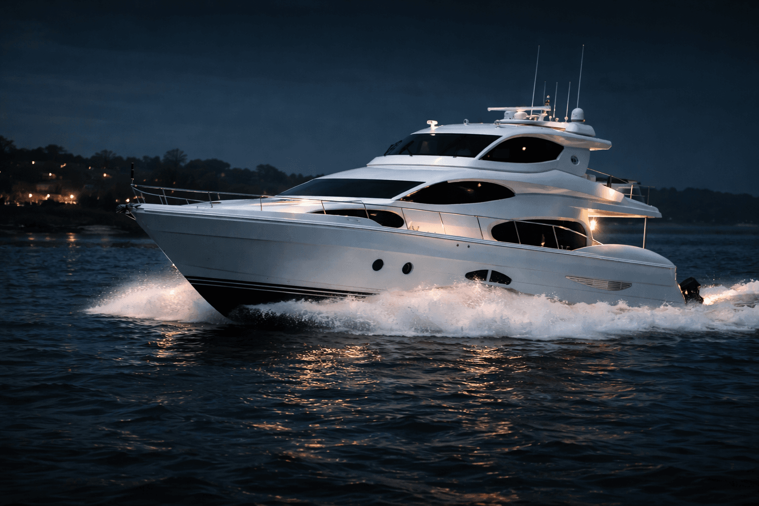 Luxury yacht at night